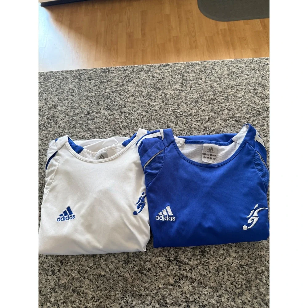 Adidas Soccer Jersey VTG  XL Blue White climacool Lot of 2 Excellent Y2K
